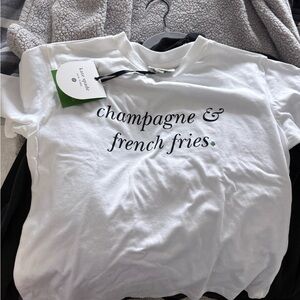 Kate Spade Champagne and French Fries Tee NWT